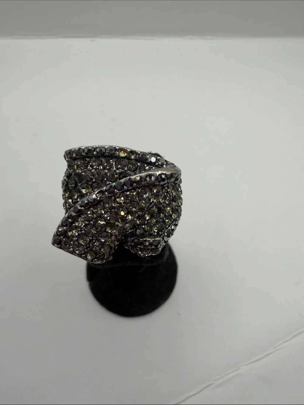 Sparkling Cluster Cocktail Ring in Dark Silver